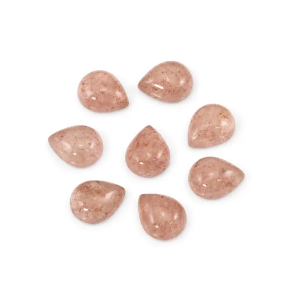 Cabochão Quartzo morango gota 8x10mm x 1pc