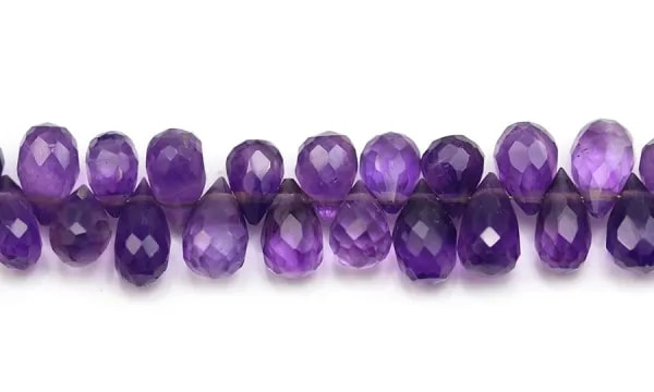 Amethyst briolette faceted drop 6x8mm x 20cm