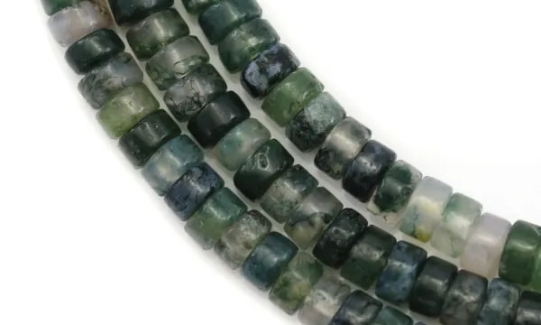 Moss agate, Heishi disc 2x4mm x 38cm
