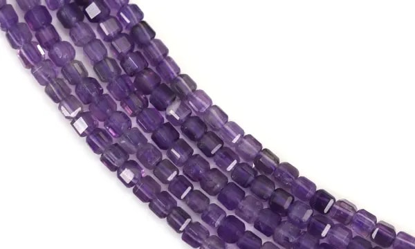 Amethyst faceted cube 2mm x 39cm