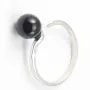 Sterling Silver Ring with Ball 8mm on Black Agate