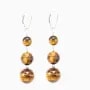 Boucle d'oreille argent 925  oeil de tigre 3boules  x 2pcs  