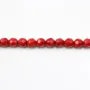 Bambou mer teinte rouge Rond Facette 4mm x 40cm