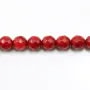 Red colored round faceted sea bamboo 6mm x 40cm 