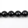 Onyx noir, ronde facette, 12mm x 40cm