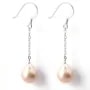 Bo argent 925 1 boule perle d'eau douce rose