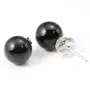 Boucle d'oreille argent 925 agate noir 8mm  x 2pcs 