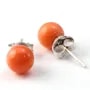 Earring  silver tinted salmon sea bamboo 6mm x 2pcs 