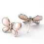Boucles d'oreilles argent 925 nacre rose papillon  x 2pcs 