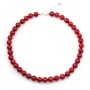 COLLIER SIMPLE BAMBOO MER TEINTE ROUGE ROND 11MM FERMOIR EN ARG925 