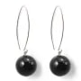 Boucle d'oreille argent 925 agate noir 12mm x 2pcs 