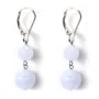 Boucles d'oreilles argent 925  Dormeuse  calcedoine  2 boules x 2pcs