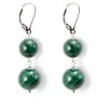 Boucles d'oreilles argent 925 2 Boule Malachite x 2pcs