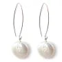 BO Pendant Perles D'eau Douce Blanche Rond Plat