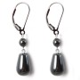 Earrings :  hematite & dormeuse silver 925 x 2pcs  