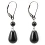 Earrings :onyx & dormeuse silver 925 x 2pcs  