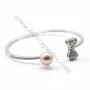 Argent 925 rhodié avec zirconium bracelet réglable pour perles semi percée 58mm x 1pc