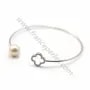 Argent 925 rhodié avec zirconium bracelet réglable pour perles semi percée 60mm x 1pc