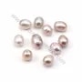 Mauve oval freshwater pearl 9-10x11-13mm with large drilling 1.0mm x 10pcs