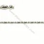 Chaîne perlée en argent 925 boule 2.5mm et oval 2.5x4.5mm x 50cm