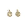 Pendentif médaille avec un ange, plaqué par "flash" or sur laiton 15.5mm x 2pcs