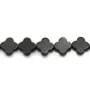 Onyx noir, trèfle, 10mm x 40cm