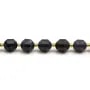 Cordiérite (Iolite),en forme d'octogonal facette sur fil 10mm x 40cm