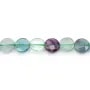 Fluorite de forme ronde plate facette 8mm x 39cm