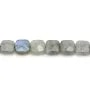 Labradorite grey, in a faceted squared shaped, 8mm x 4pcs