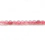 Quartz "fraise", de forme rond plat facetté,  4mm x 39cm