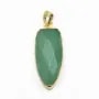 Pendentif d'aventurine, en forme de goutte pointu, serti en métal doré, 15 * 34mm x 1pc