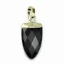 Pendentif en onyx, serti en métal doré, 10 * 18mm x 1pc