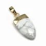 Pendentif en howlite, serti en métal doré, 10 * 18mm x 1pc