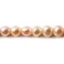 Perles d'eau Douce saumon rond 4-5mmX 40 cm 