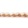 Salmon color oval freshwater pearls on thread 6-6.5mm x 40cm