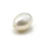 Pearl freshwater blanc ovale 8mm  demi tron 0.6mm  x 1pc