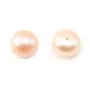 Perles de culture d'eau douce, semi-percée, saumon, bouton, 8-8.5mm x 2pcs