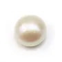 Perle de culture d'eau douce blanche semi percée, blanche, bouton, 15-16mm x 1pc