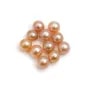 Salmon freshwater cultured pearl, quality, half-drilled, round shape, 8.5-9mm x 1pc