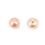 Semi-perforated Pearl freshwater salmon round plat  6-6.5mm x 2pcs