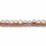 Perles de culture d'eau douce, saumon, ovale, 4-4.5mm x 40cm