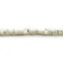 White mother-of-pearl flattened round beads on thread 3x8mm x 40cm