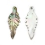 Grey mother-of-pearl, in shape of leaf, 8 * 20mm x 1pc