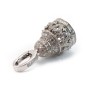 Attach pompom with strass ,sterling silver 925 rhodium,34mm x 1pc