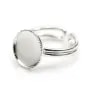 Bague   réglable support rond 12mm en argent 925 x 1pc