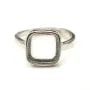 Bague réglable support cabochon carré 10mm en argent 925 x 1pc