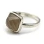 Bague réglable support cabochon carré 10mm en argent 925 x 1pc