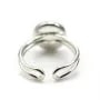Bague réglable en argent 925, avec un support rond de 10mm x 1pc