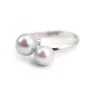 Argent 925 support bague réglable pour double perles semi-percées x 1pc 