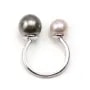 Bague réglabe double perles semi-percé x 1pc